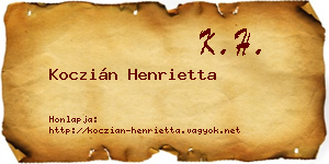 Koczián Henrietta névjegykártya
